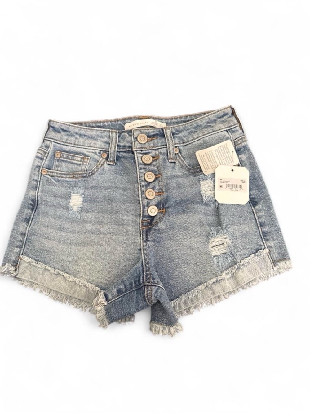 Altar'd State Light Blue Distressed High-Waist Jean Shorts